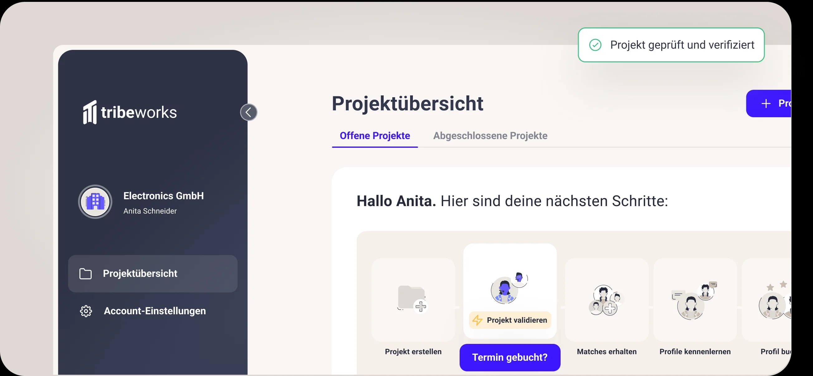 Einblick in die Plattform tribeworks