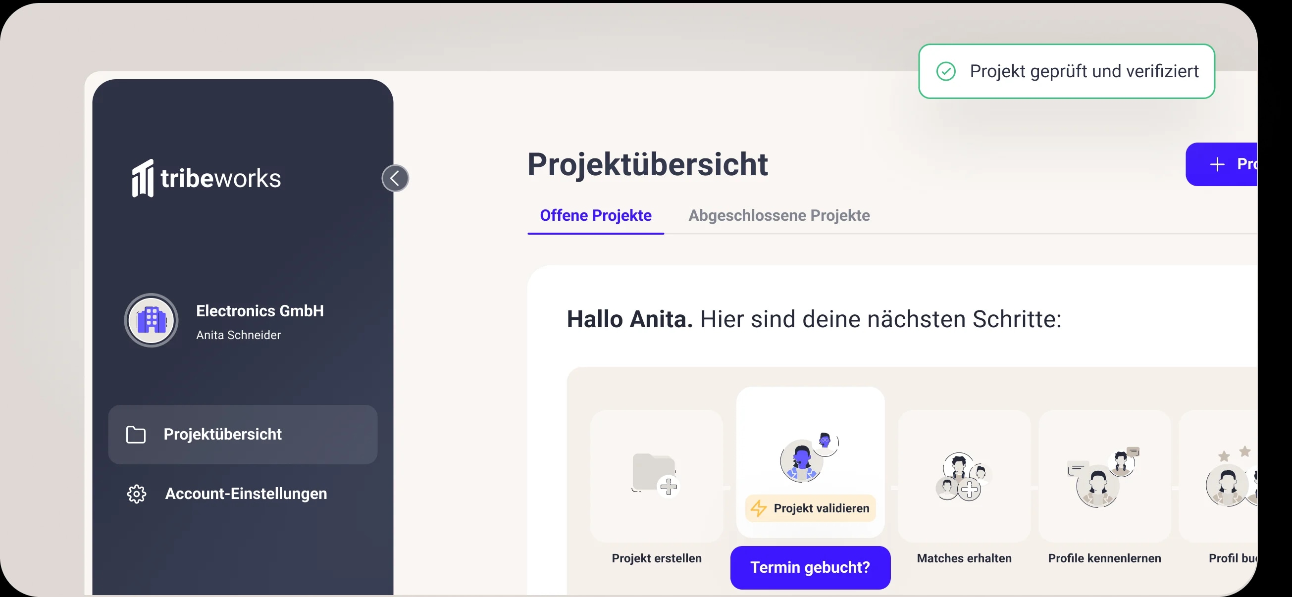 Einblick in die Plattform tribeworks