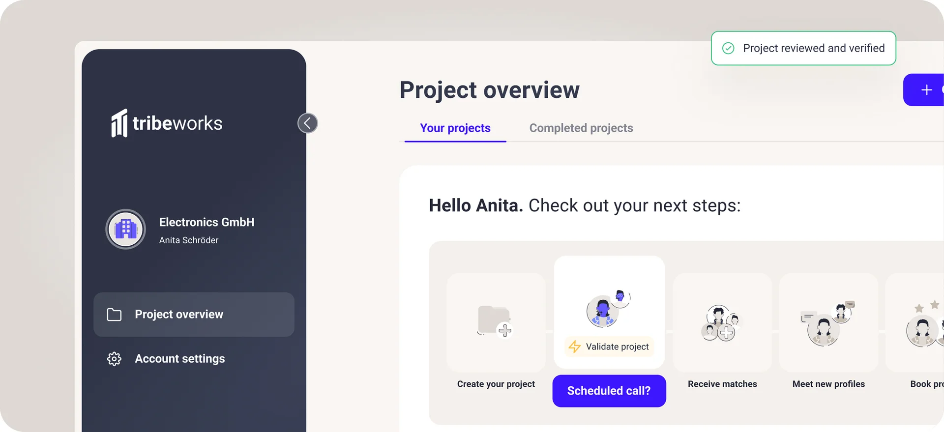 Seeing a project overview on tribeworks